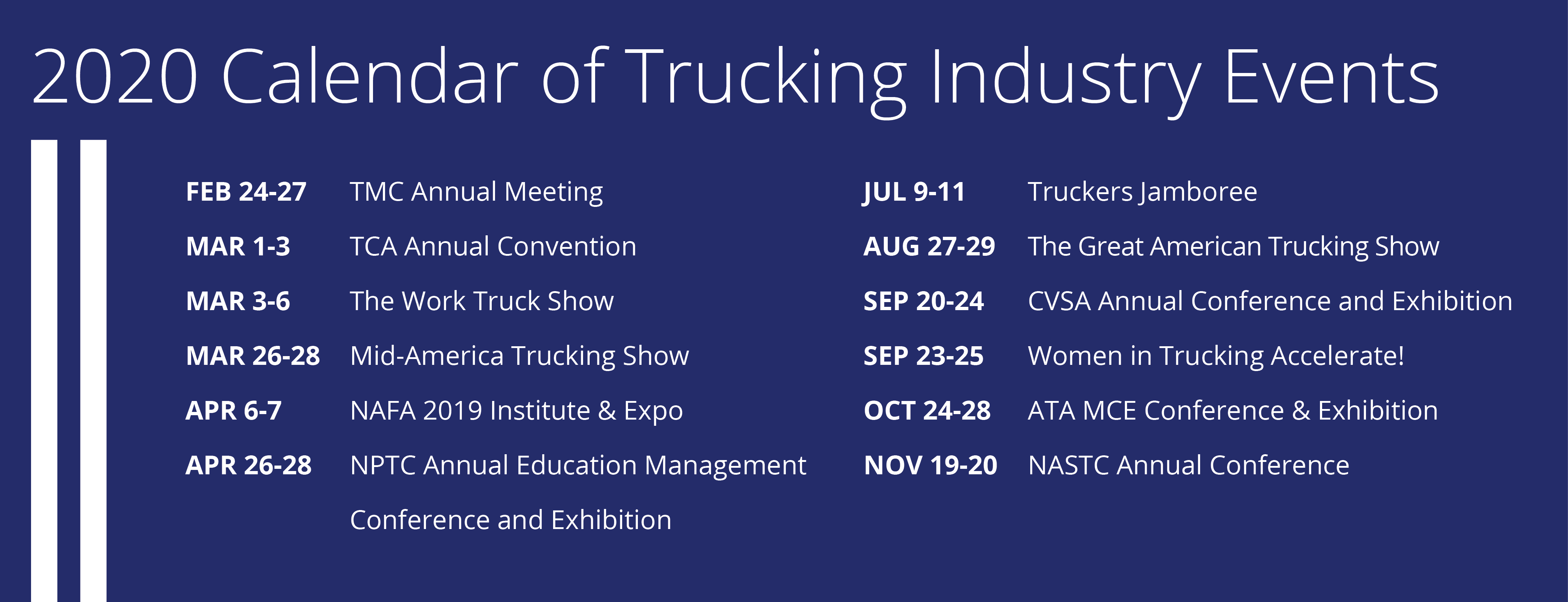 Image for 2020 Guide to Trucking Industry Events