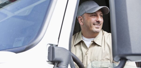 close up of truck driver smiling