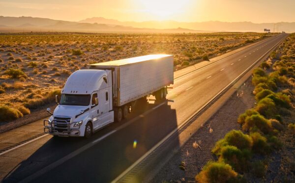 Truck driving down highway