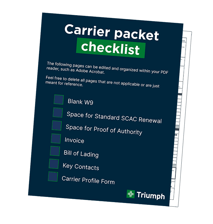 Triumph carrier packet checklist